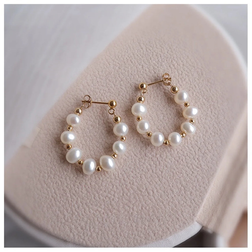 Unique Design Irregular Freshwater Pearl Hoop Earrings for Women Baroque Pearls Beads Circle Statement Earring Brincos