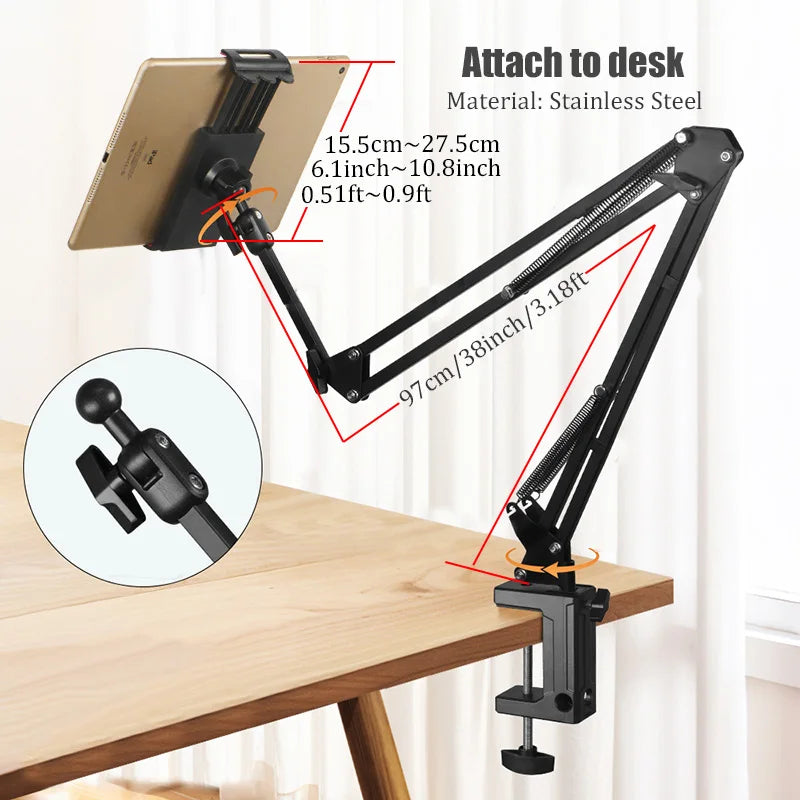 BFOLLOW Lazy Bracket Stand for Bed Desk with Tablet Mobile Phone Holder Magsafe Magnetic Mount Iphone Flexiable Boom Arm