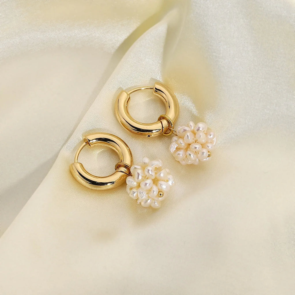 Unique Design Irregular Freshwater Pearl Hoop Earrings for Women Baroque Pearls Beads Circle Statement Earring Brincos