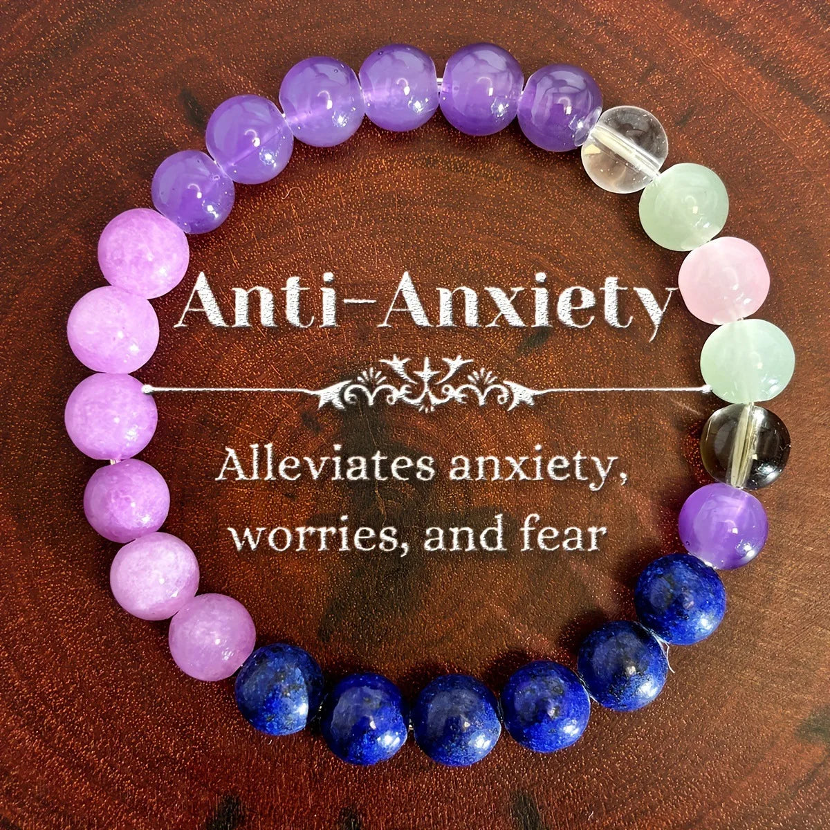 Depression Healing Crystal Beaded Bracelet Relieves Stress Anxiety Enhances Confidence Spiritual Inner Strength Jewelry Gift
