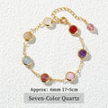 JD Natural Stone Colorful Crystal Lucky Bead Chain Bracelets Women Fashion Simple Adjustable Stainless Steel Healing Jewelry