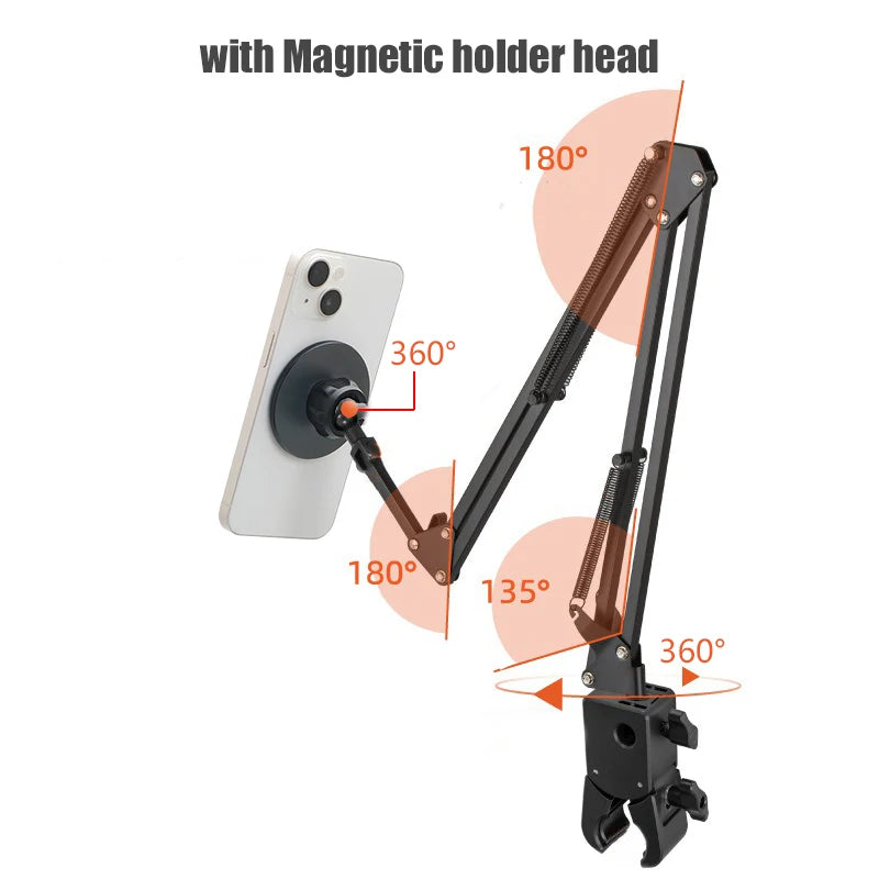 BFOLLOW Lazy Bracket Stand for Bed Desk with Tablet Mobile Phone Holder Magsafe Magnetic Mount Iphone Flexiable Boom Arm